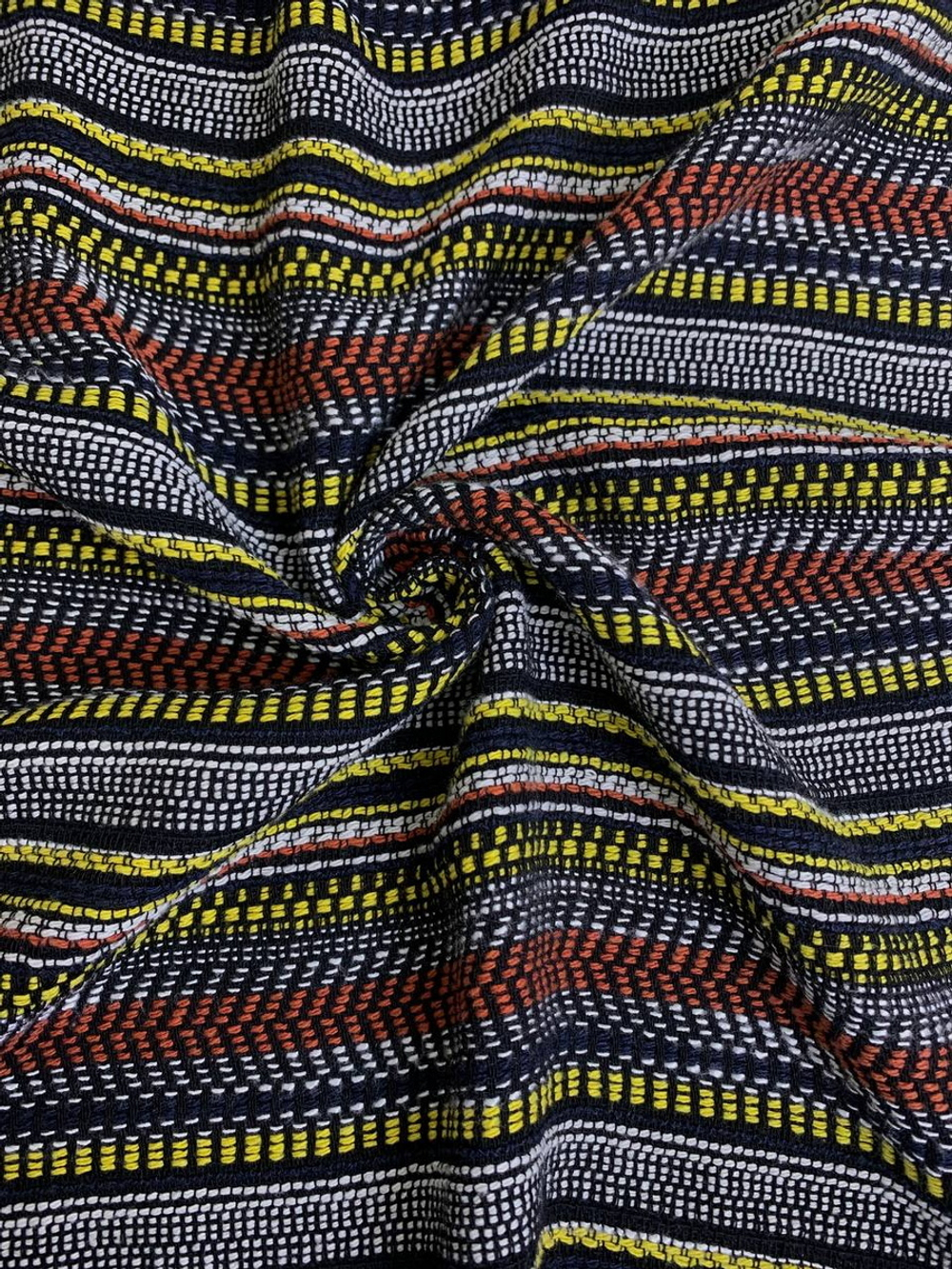 Костюмная принт полоска, белый/серый, отрез ткани 1,5м