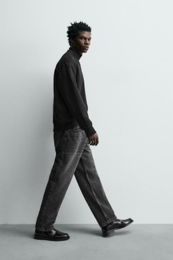 ZARA ДЖИНСЫ STRAIGHT ANKLE FIT, ЧЕРНЫЙ