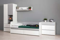 Торонто Кровать 11.39 Белый PE шагрень, Стальной Серый