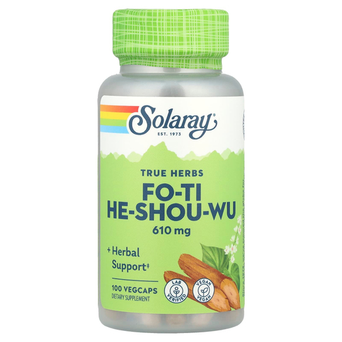 Solaray, True Herbs, Fo-Ti He-Shou-Wu, 610 мг, 100 растительных капсул