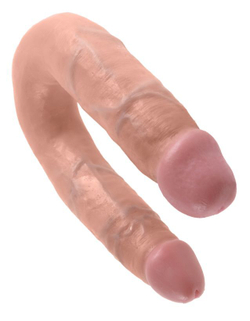 King Cock U-Shaped Medium Double Trouble Flesh - Двусторонний дилдо