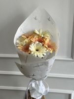 Кулек из гербер в кремовом оттенке 7 шт