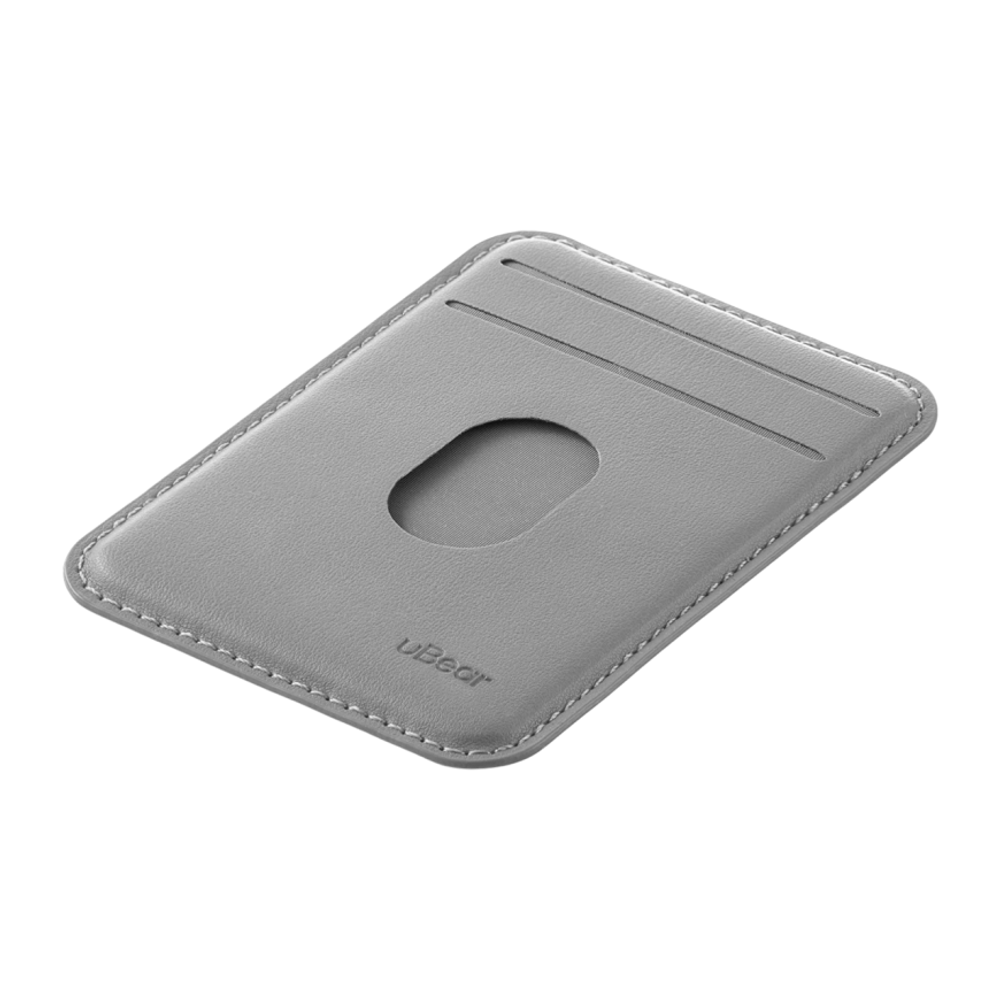 Кожаный чехол-бумажник MagSafe uBear Split Geo Гибридный картхолдер из полиуретановой кожи. Работает с приложением Apple «Локатор». Вмещает до четырёх карт
