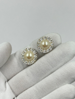 Клипсы с «жемчугом» и кристаллами