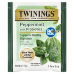 Twinings, Herbal Tea, перечная мята с пробиотиками, без кофеина, 18 чайных пакетиков, 36 г (1,27 унции)