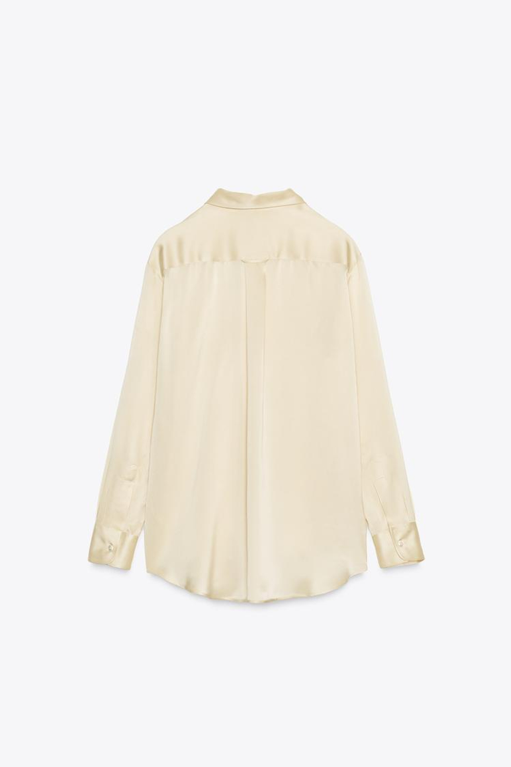 ZARA РУБАШКА ИЗ 100% ШЕЛКА С КАРМАНОМ — ZW COLLECTION, БЕЖЕВЫЙ