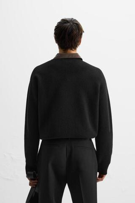 ZARA СВИТЕР ИЗ ПЛОТНОЙ СМЕСОВОЙ ШЕРСТИ, ЧЕРНЫЙ