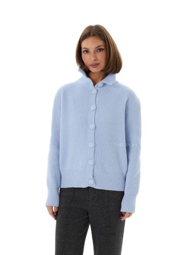 Голубой кардиган в рубчик на пуговицах