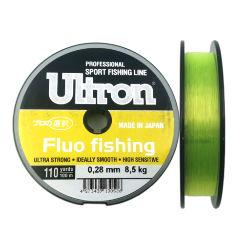 Леска ULTRON Fluo Fishing 0,28 мм., 8,5 кг, 100 м, флуоресцентная