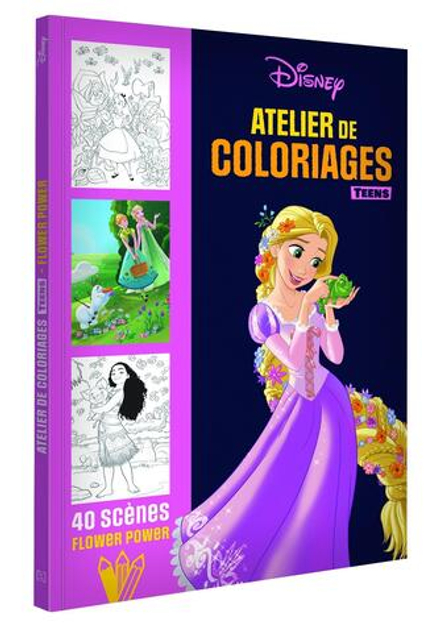 Hachette  раскраска по номерам  DISNEY TEENS - Atelier de coloriages - Flower Power
