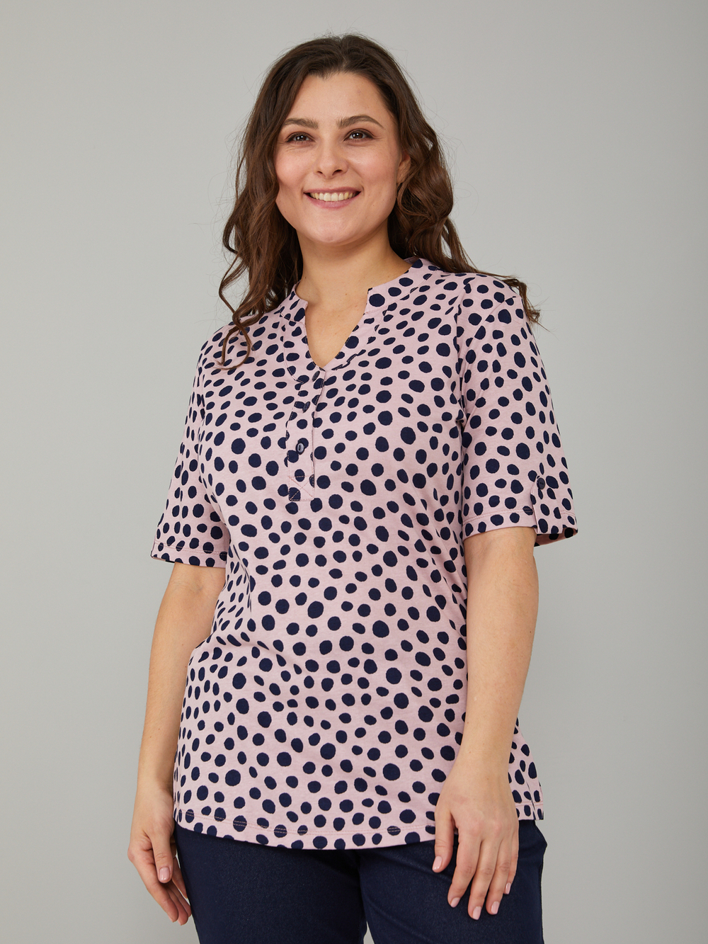 Блузка БЛ-122/пудра-синийгорох