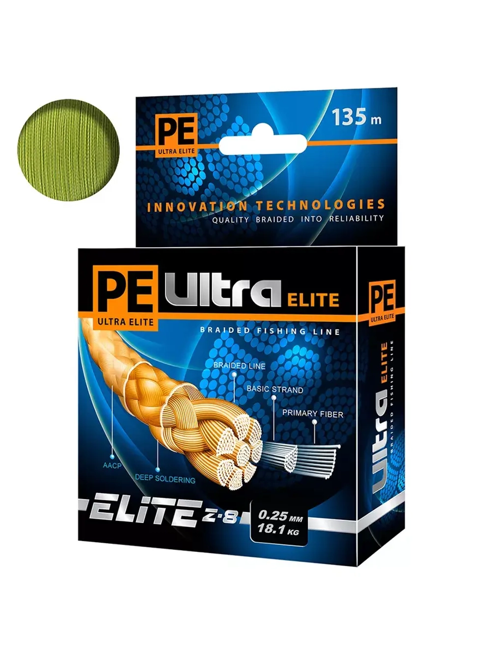 Плетеный шнур для рыбалки ELITE Z-8 0,12mm 135m