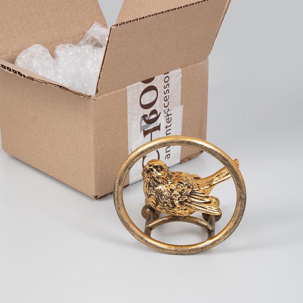 Ручка скоба мебельная Птичка Терра круглая левая Бронза