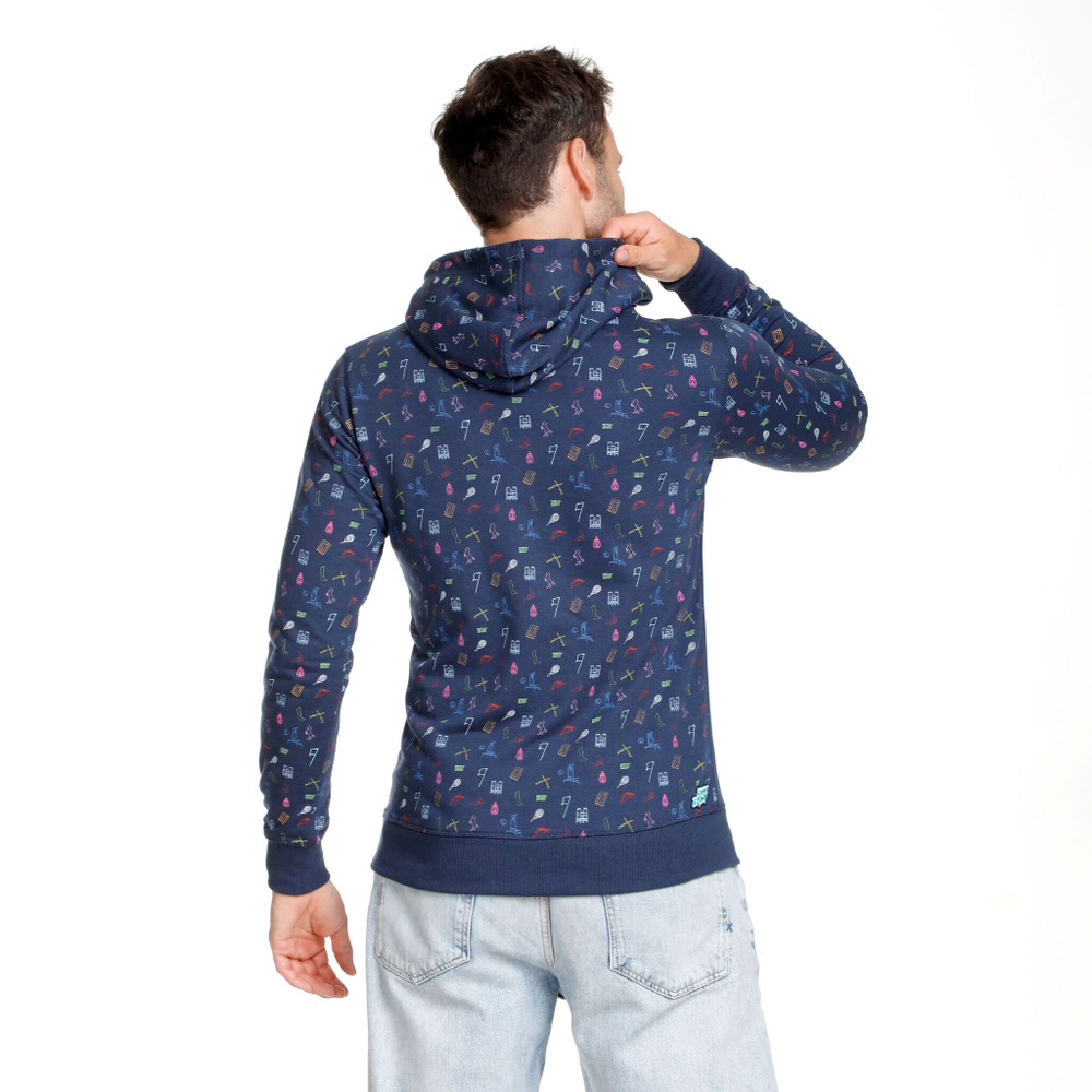 Мужская кофта теннисная BIDI BADU Napo Lifestyle Hoody Men - Dark Blue, Multicoloured