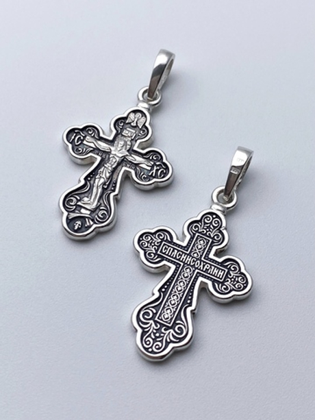 Крест из серебра/Чернение/С подвижным ухом