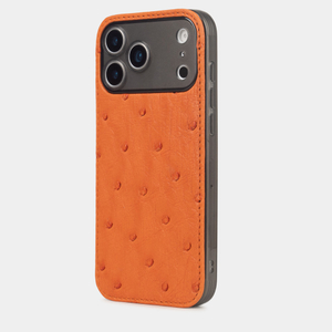 Чехол-накладка для iPhone 17 Pro из кожи страуса, оранжевого цвета