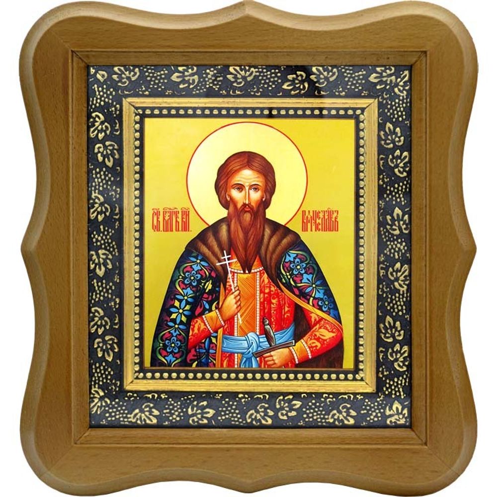 Вячеслав Чешский Святой благоверный князь. Икона на холсте.