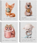 Тетрадь общая 48 л., МИЛАШКИ. КОФЕМАНИЯ, обложка-мелов.картон+соффтач-лак, металлический гребень