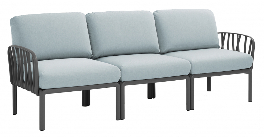 Диван пластиковый с подушками Nardi Komodo 3, антрацит, лед