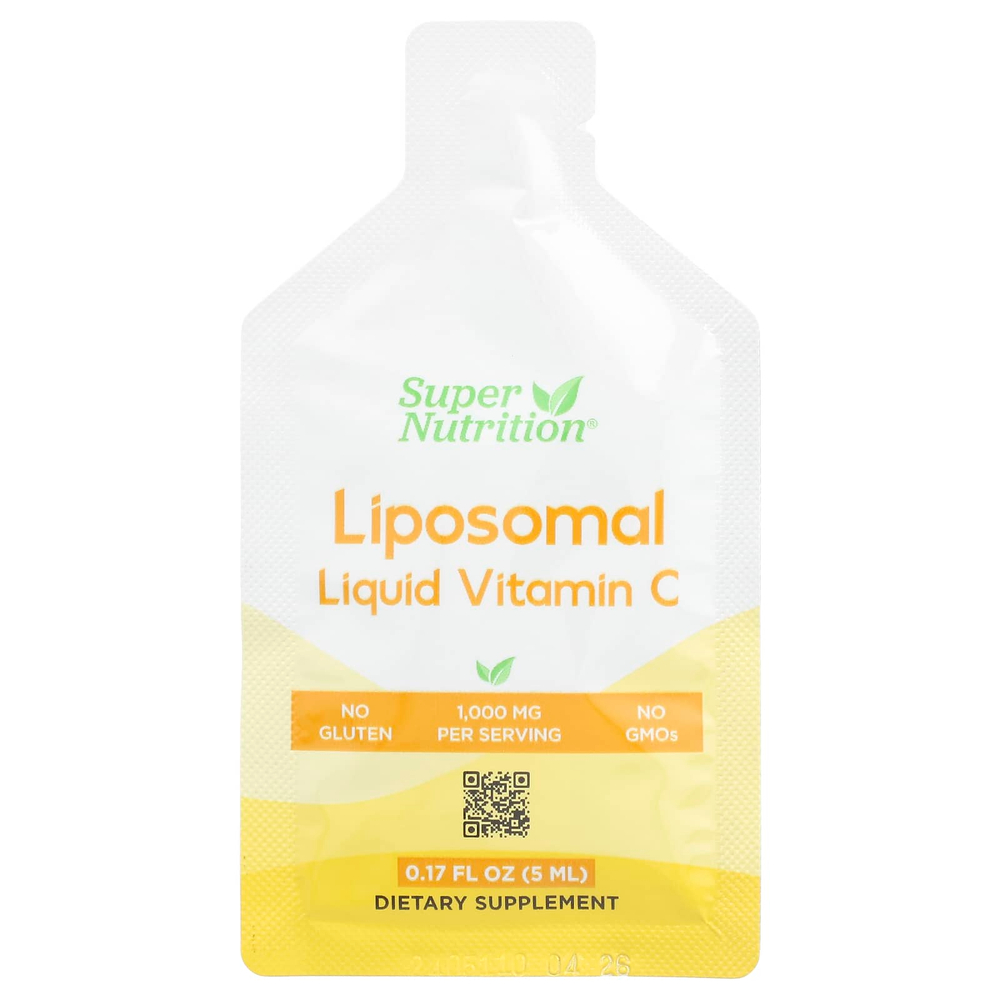 Super Nutrition, липосомальный витамин C в жидкой форме, без добавок, 1000 мг, 30 пакетиков по 5 мл (0,17 жидк. унции)