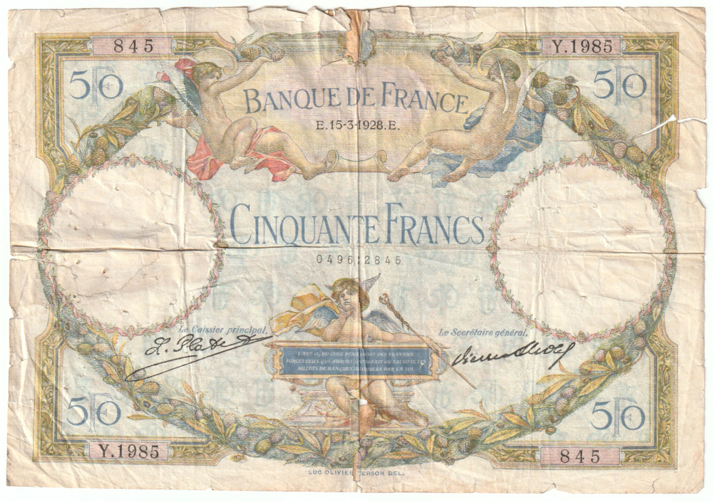 France, 50 Francs - Luc-Olivier Merson, 1928, G