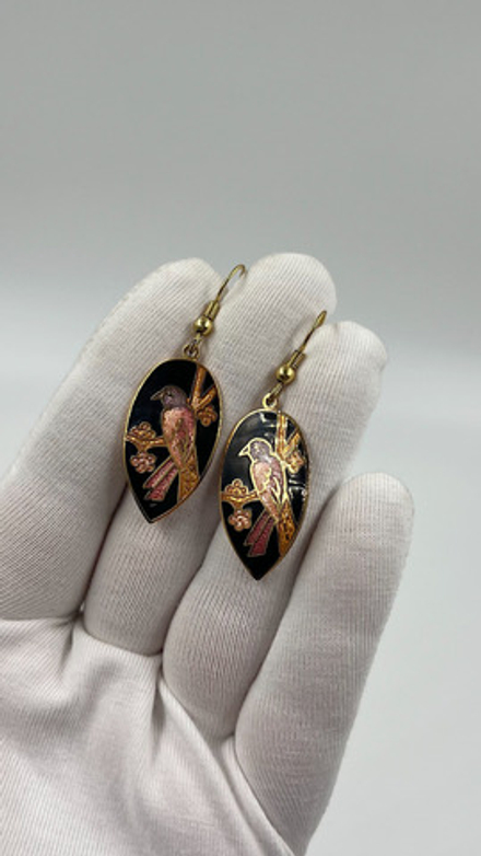 Серьги с эмалью в технике клуазоне