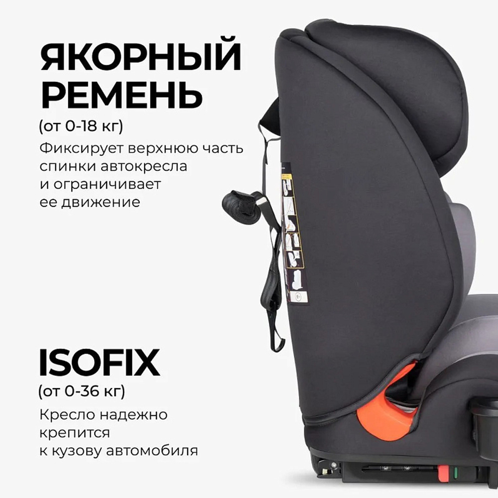 Автокресло детское HD-02 ISOFIX Серый/черный (Grey/black)