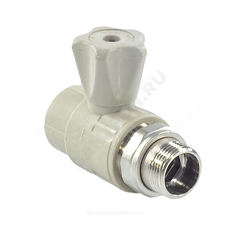 Кран шаровой PP-R серый Дн 25х3/4" НР прямой для радиатора VALFEX 10149025Г