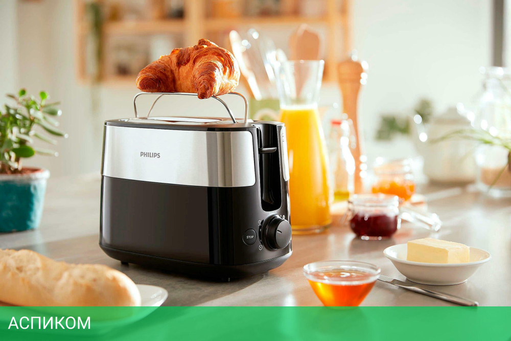 Тостер Philips HD2516 черный/стальной