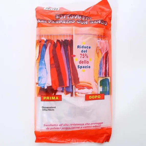 Вакуумный пакет для хранения вещей с крючком, 105×70 см, прозрачный