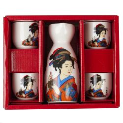 GAEM Набор для саке: графин 140 мл и 4 стакана 35 мл, L18,5 W7 H15 см