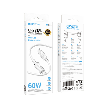 Кабель TypeC - TypeC BOROFONE BX112 60W (белый) 1м