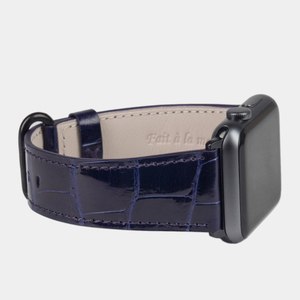 Ремешок для Apple Watch 44/45/46 mm из кожи аллигатора, цвета синий лак