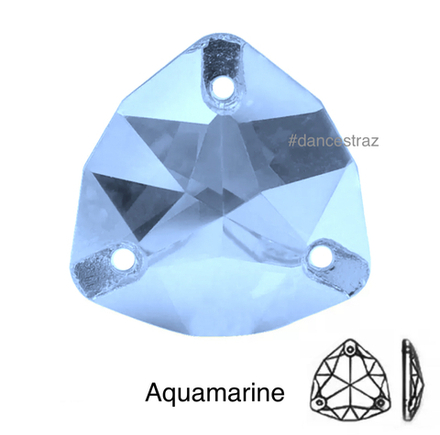 Стразы пришивные, Fat Triangle, Aquamarine, 202, 24mm, (24 ea/pkg), 5A+, (F2)