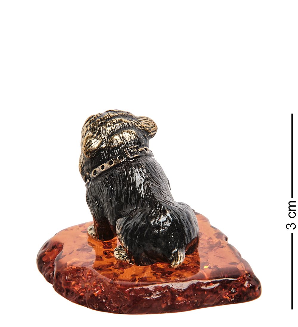 Народные промыслы AM-1383 Фигурка «Английский Бульдог» (латунь, янтарь)