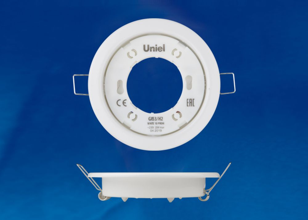 GX53-H2 WHITE 10 PROM Светильник ультратонкий встраиваемый. В составе набора из 10шт. Корпус белый. Картон. TM Uniel.
