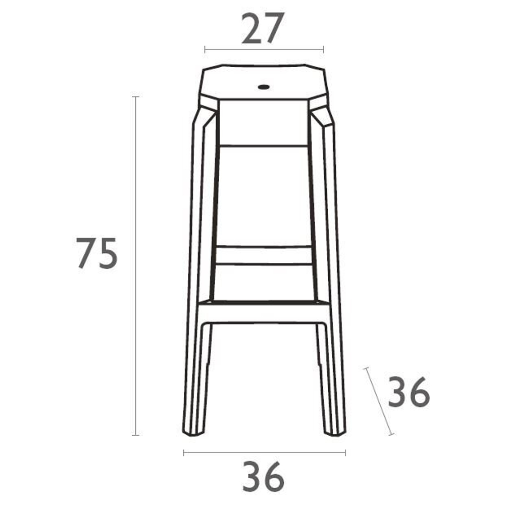 Табурет прозрачный барный Siesta Contract Fox 75, черный