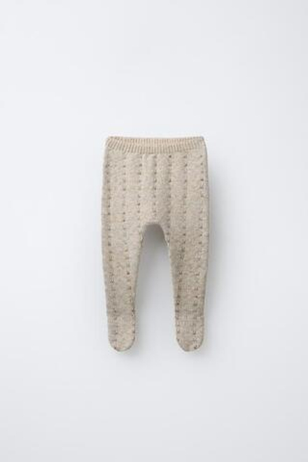 ZARA ТРИКОТАЖНЫЕ ЛЕГИНСЫ, СВЕТЛО-БЕЖЕВЫЙ