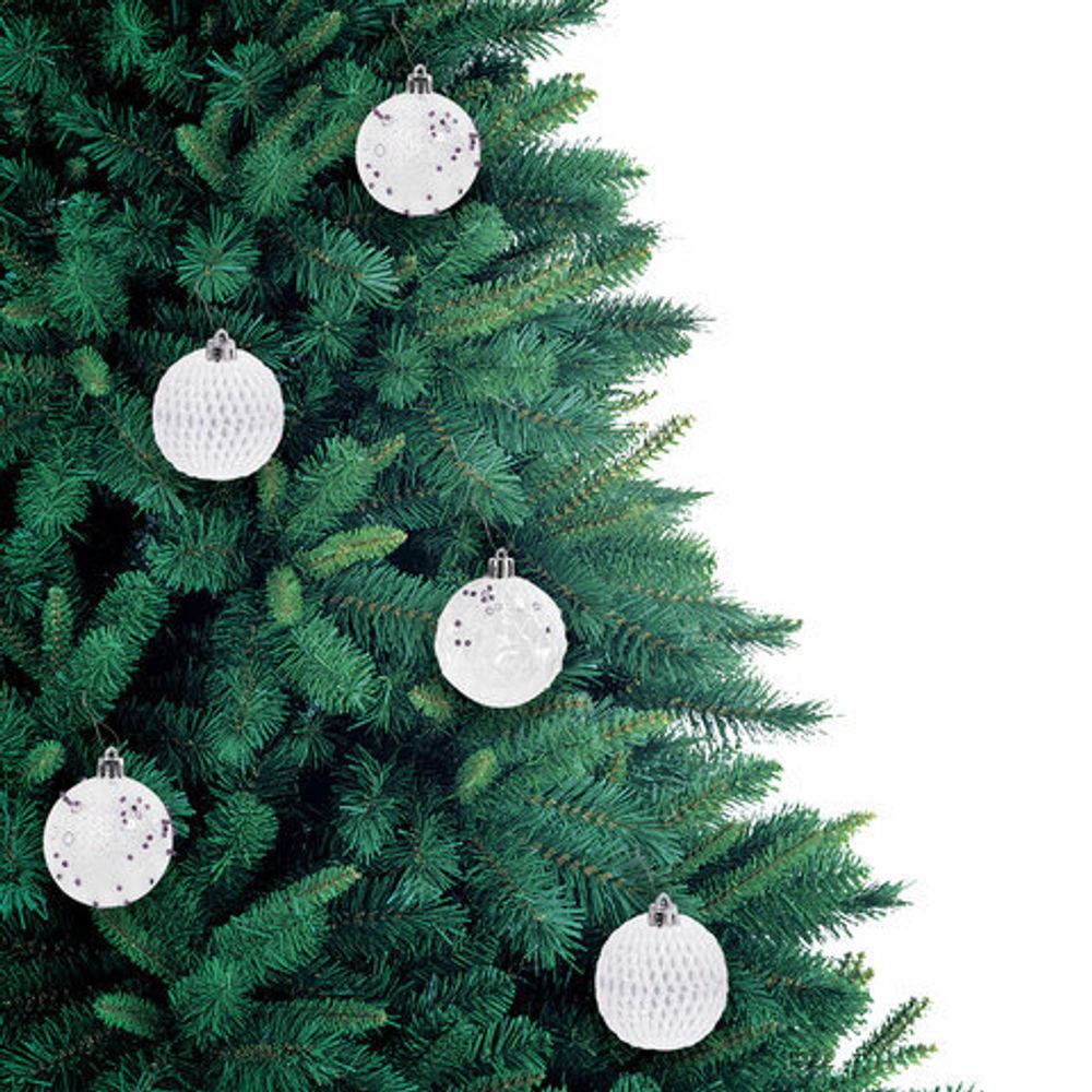 Шары ёлочные 9 шт., 6 см, "Crystal Silence", пластик, цвет: белый/серебристый, ЗОЛОТАЯ СКАЗКА, 591988