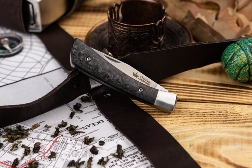 Нож складной Kizlyar Supreme Gent D2 S (Сатин, Карбон)