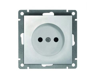 Розетка 1-м СП Афина 16А IP20 с заземл. механизм серебр. Universal A0028-S