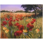 Алмазная мозаика на подрамнике с полным заполнением «МИР ЯРКИХ КРАСОК», поле с маками, 30*40см