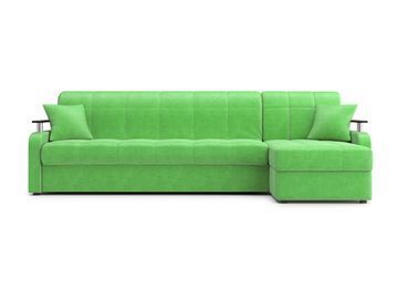 Диван угловой с оттоманкой Денвер 1,6 - Velutto 31 зеленый/  коричневая накладка