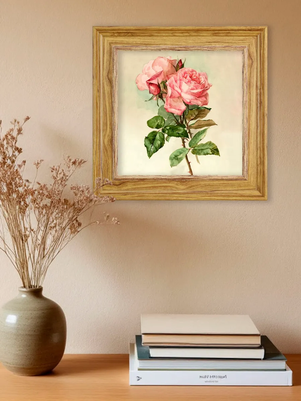 Картина настенная интерьерная в раме "под дерево" 26*26 см