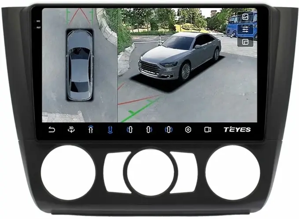 Магнитола для BMW 1-серии E81, E82, E87 2006-2012 (без штатного монитора, кондиционер) - Teyes CC3-2K-360 на Android 10, 2K QLED, 6Гб+128Гб, CarPlay, 4G SIM-слот, 4 камеры в комплекте