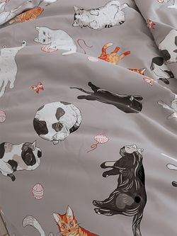 Постельное белье Сказка "Kitties" 1,5-сп Наволочка 50х70 см 1 шт Простынь на резинке 90х200 см Пододеяльник 145х215 см, перкаль
