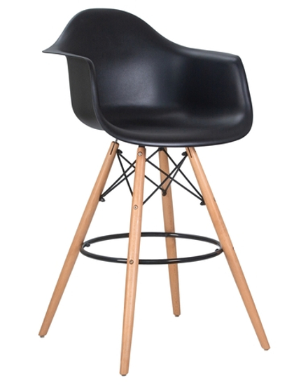 Стул барный DOBRIN DAW BAR, ножки светлый бук, цвет черный