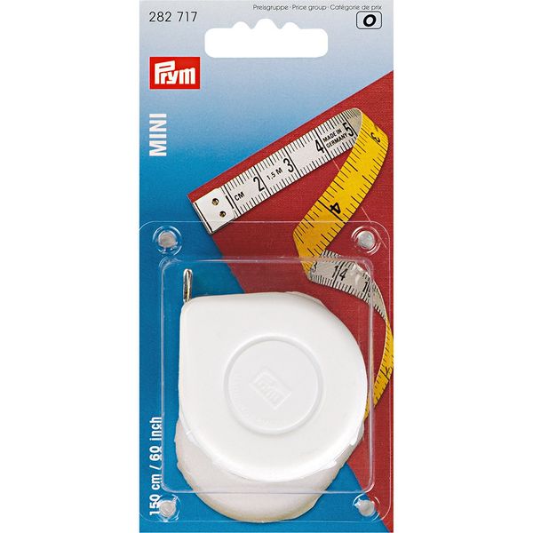 Рулетка Mini пластик 150 см, 1 шт, шкала в см, и дюймах, Prym 282717