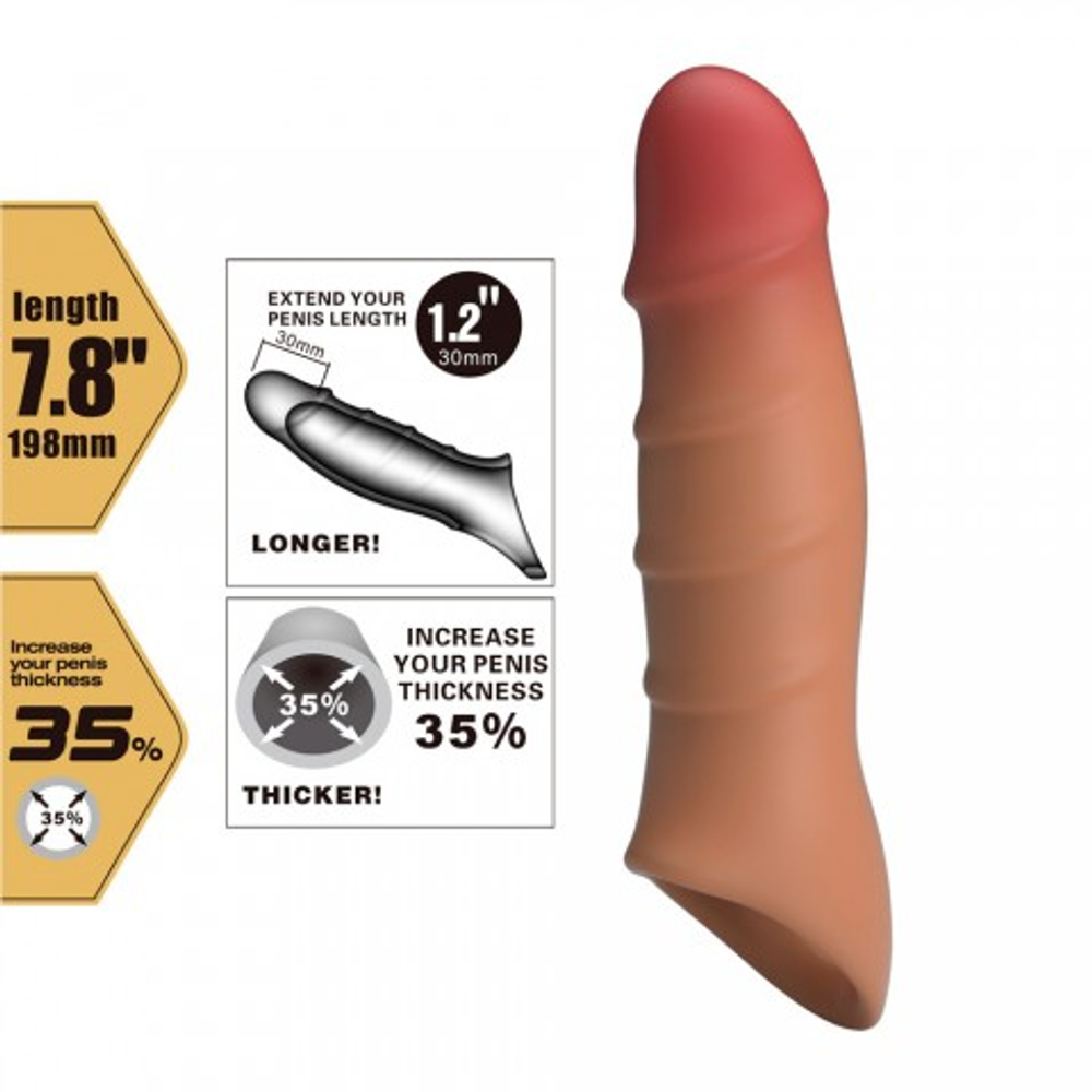 Реалистичная насадка на пенис Damel, 19,8 см, коричневая