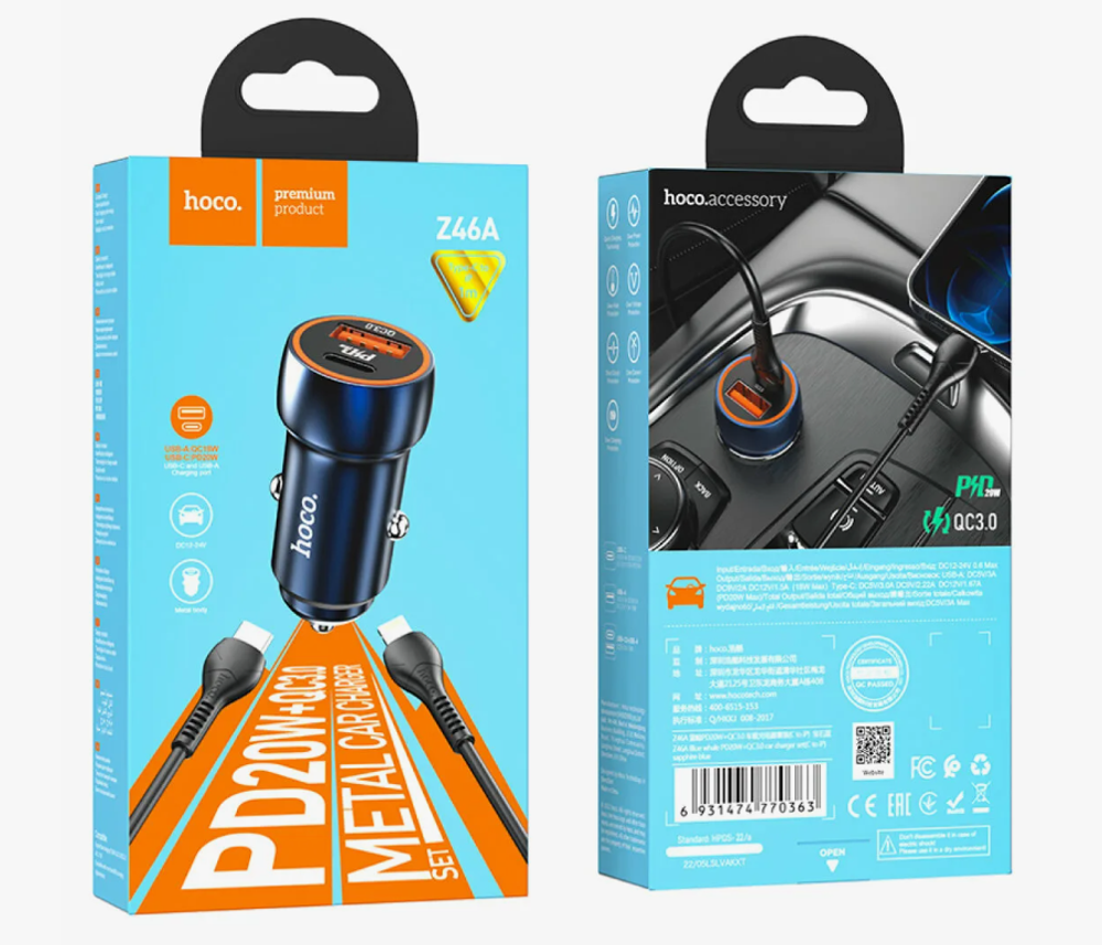 АЗУ hoco Z46A Type-C to iP 1m blue